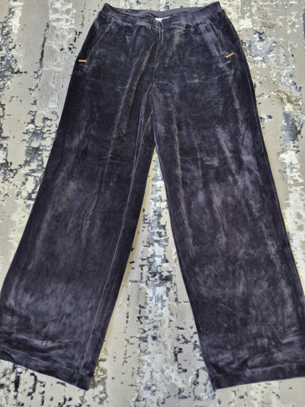 Charter Club Velvet Pants Lounge Women's Size petite Pull on Stretch navy Wide